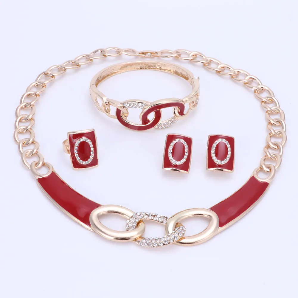 5 цветов s Ювелирные наборы ожерелье кольцо браслет серьги свадьба золотой цвет