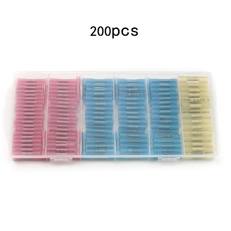 B 200pcs with box 50/100/120/200 шт Водонепроницаемый припоя уплотнения терм усадочная стыковые соединители терм усадочная трубка для разъема с коробкой отправить посылку в течение 24 часов - Цвет: B 200pcs with box