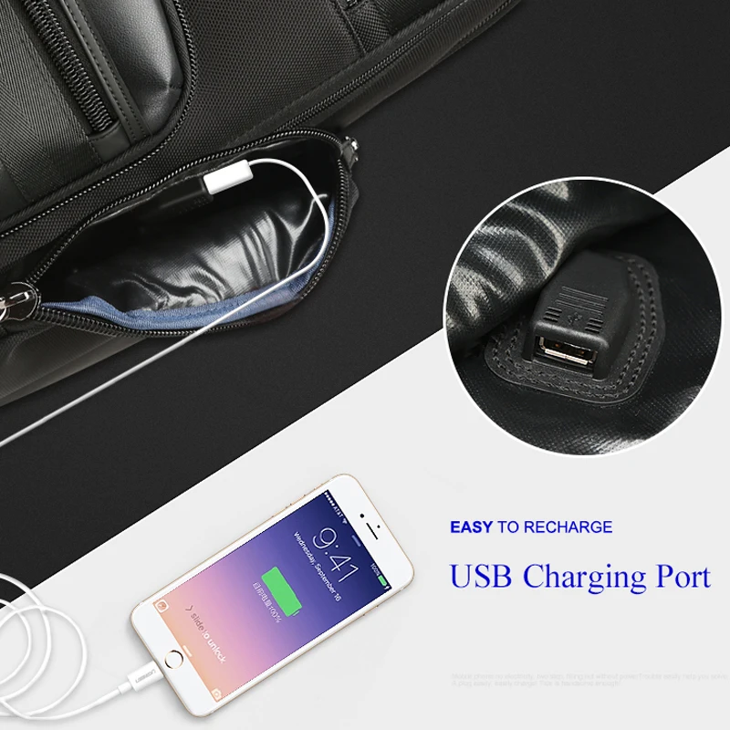 BOPAI, мужской рюкзак для путешествий, большая емкость, анти-вор, usb зарядка, 17 дюймов, рюкзак для ноутбука, кожаный, модный, Деловой, мужской рюкзак