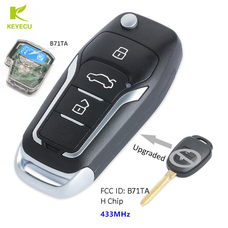 KEYECU Замена новый модернизированный флип пульт Fob для Toyota RAV4 2014 2015 Uncut ключ