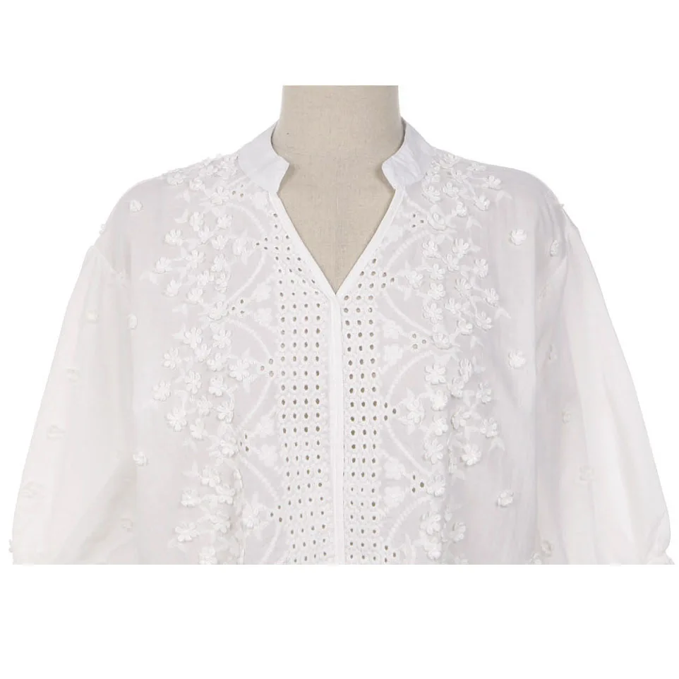 Женская блузка с вышивкой белая рубашка из хлопка 2020|embroidery blouse|women blousesblouses plus |