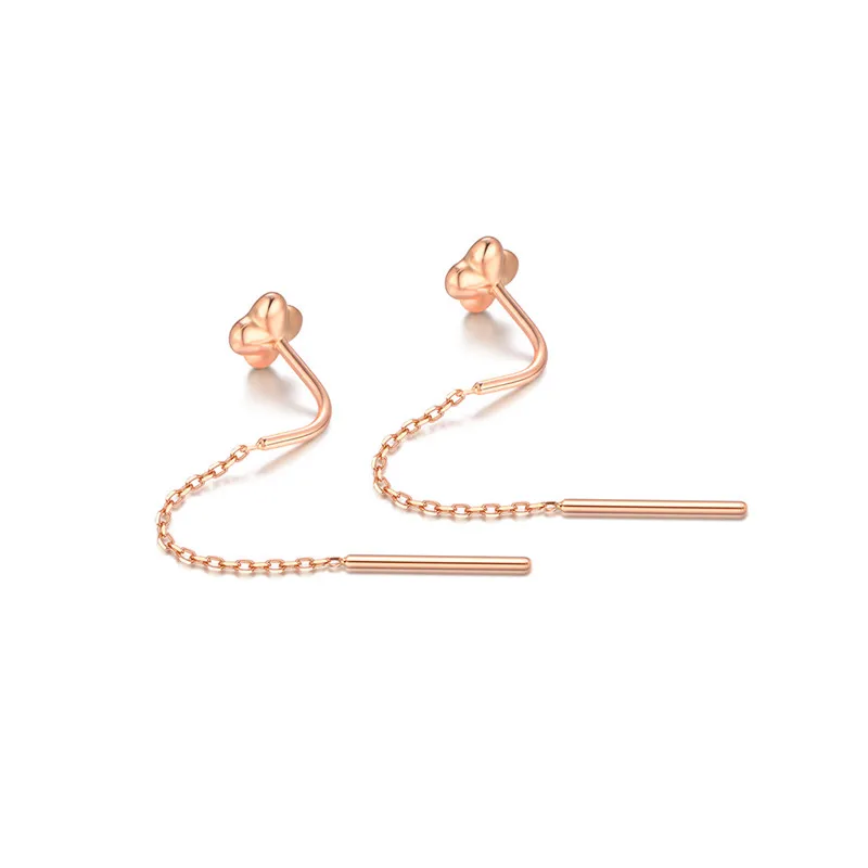 

Women Drop Earrings Solid 18k Rose Gold Engagement Wedding Earrings Fine Jewelry Chain Earrings