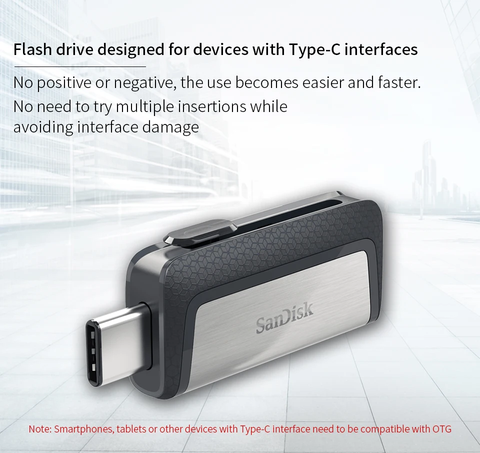 SanDisk Тип-C USB флеш-накопитель USB3.1 Флеш накопитель двойной интерфейс OTG флеш-накопитель 64 gb 128G 256g для андроид мобильный телефон и диск