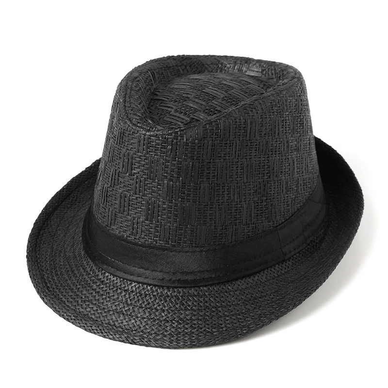 

Fashion pop Straw Women Men Sun Hats Fedora Trilby Gangster Cap Summer Beach Sun Straw Panama Hat with Ribbow Band gentleman hat