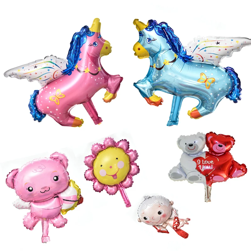Воздушные шарики в форме животных мини мультфильм цветы алюминиевая фольга