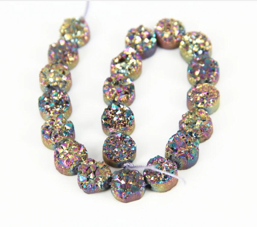 10 мм сырье Druzy свободные Бусины монет Подвески Jewelry натуральный Камни блестящие