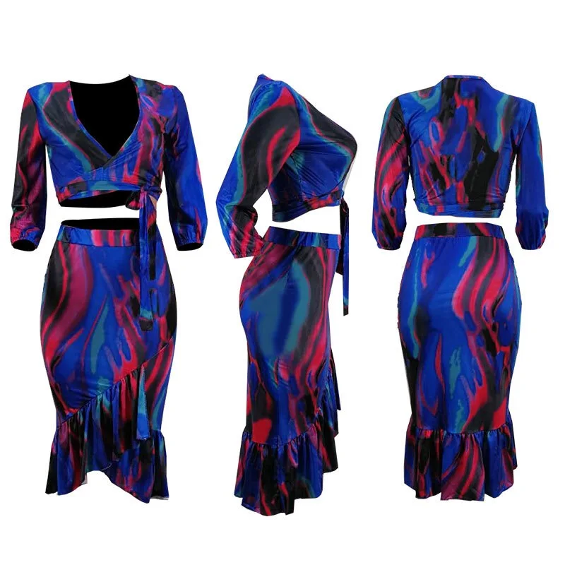 2018 Новые Модные платья с принтом стильные рубашки Дашики/блузки юбками 2