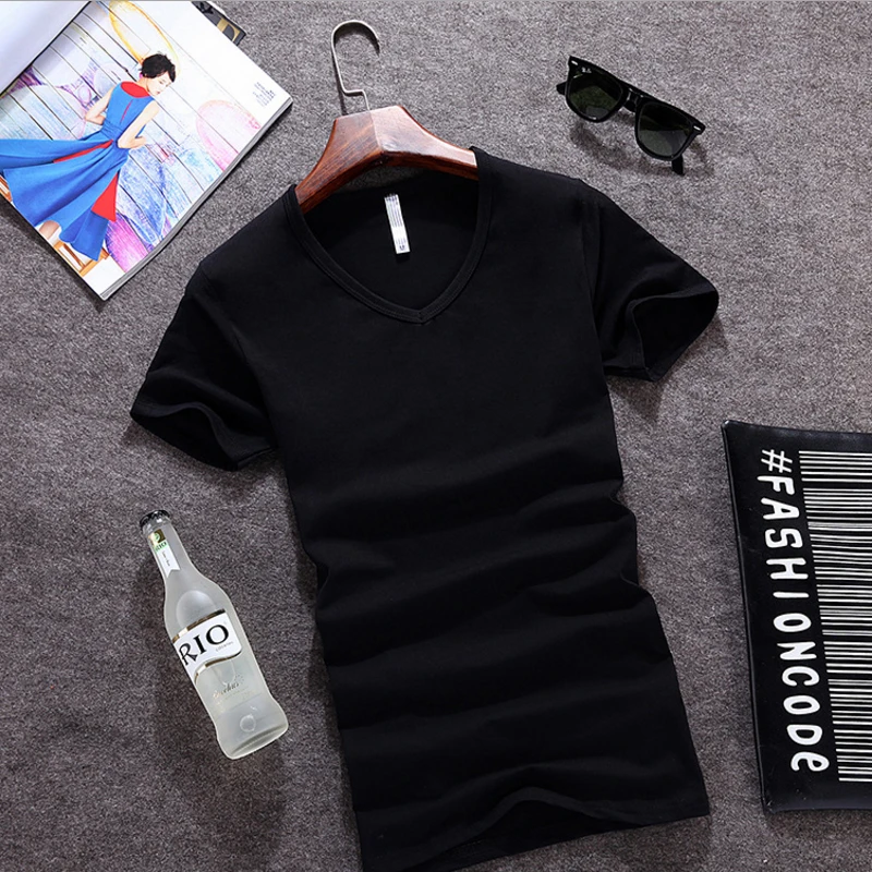 Мужское хлопковое однотонное нижнее белье облегающая высокоэластичная футболка