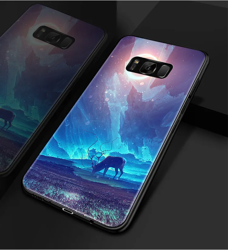 Закаленное Стекло телефонные чехлы для samsung Galaxy S8 S9 роскошный крутой Космос Луна