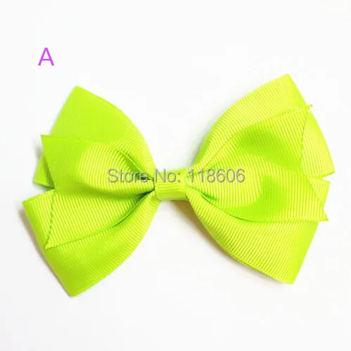 100pcs/lot  Apple Green 4  Boutique Hair Bows Girls Kids Children Grosgrain Solid Ribbon Free Shipping