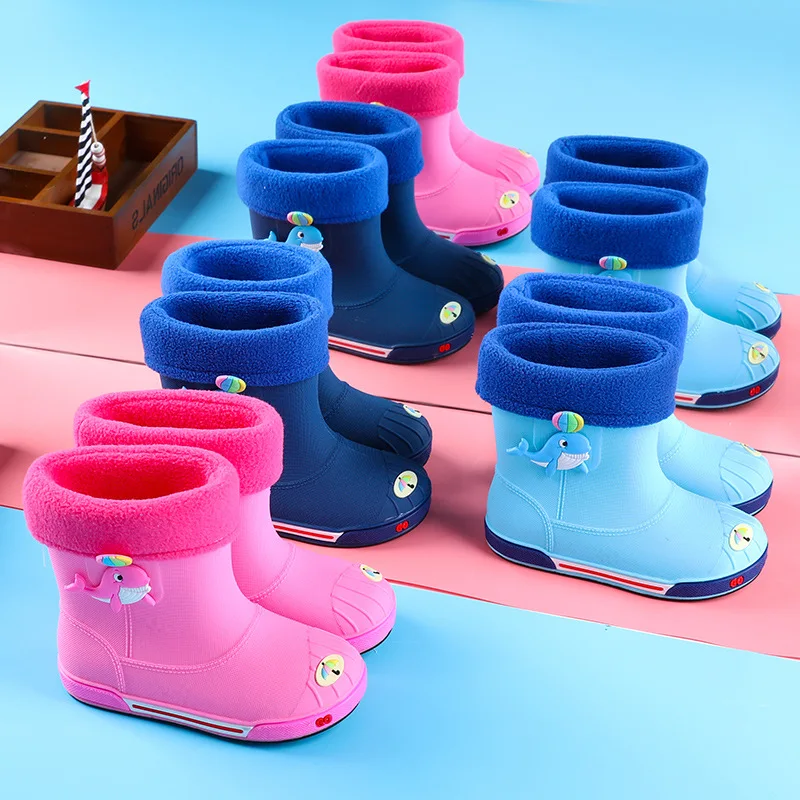 Детские непромокаемые ботинки для мальчиков обувь девочек Нескользящие