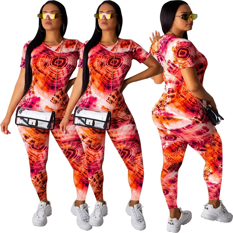 Женский Повседневный Спортивный костюм с принтом в виде галстука-красителя