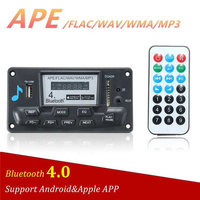 LEORY Профессиональный DAC беспроводной bluetooth12V MP3 декодер плата аудио модуль WMA APE FLAC