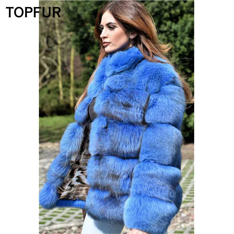 TOPFUR Новая мода натуральный Лисий мех пальто однотонное Женское зимнее лисий мех с меховым воротником натуральный мех пальто толстое теплое роскошное