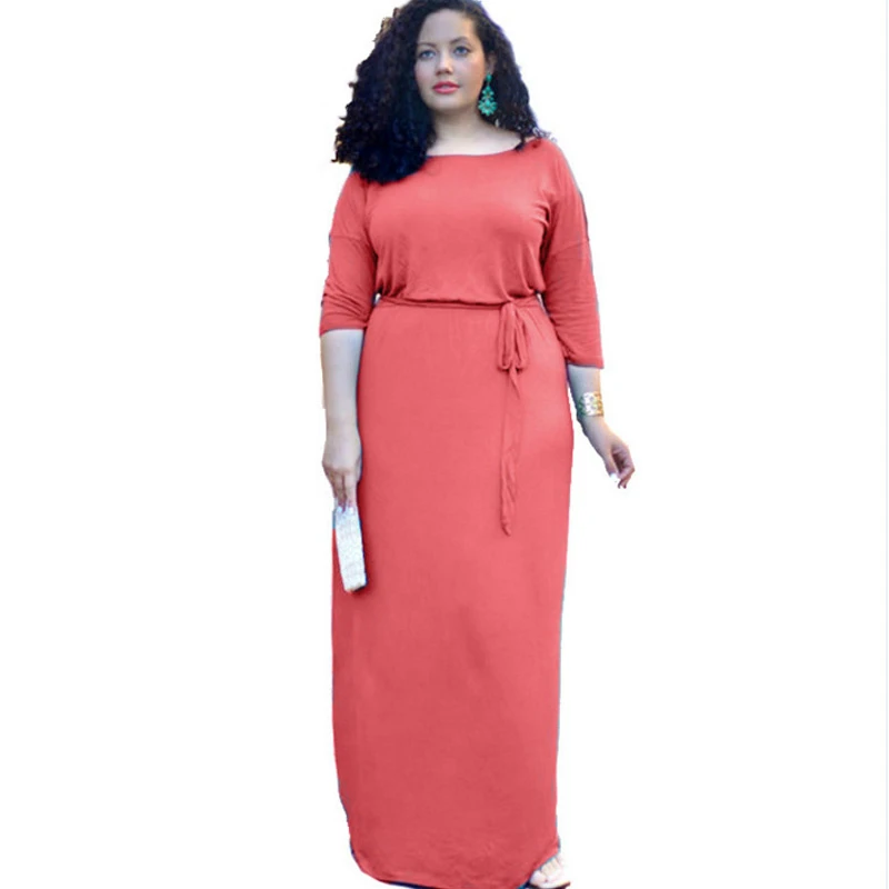 Женское свободное платье с вырезом лодочкой повседневное длинное вечернее