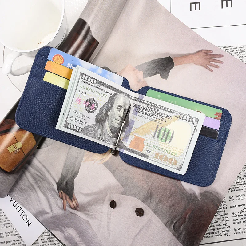 Кошелек на магнитной застежке из разделанной кожи для мужчин и женщин с карманом для кредитных карт, мультифункциональный денежный клип, набор с идентификационной картой.