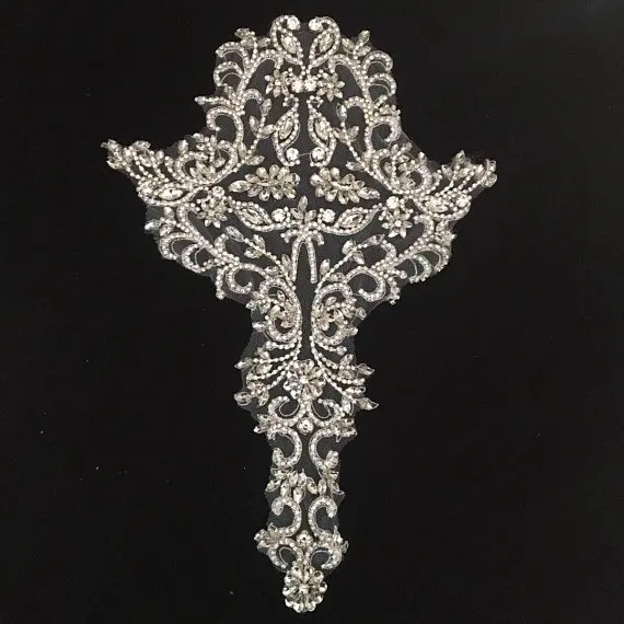 

Rhinestone bodice applique, crystal bodice applique for bridal, deluxe rhinestone bodice for haute couture