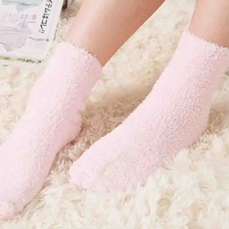 Модные милые цветные теплые зимние женские носки из чистого хлопка кораллового