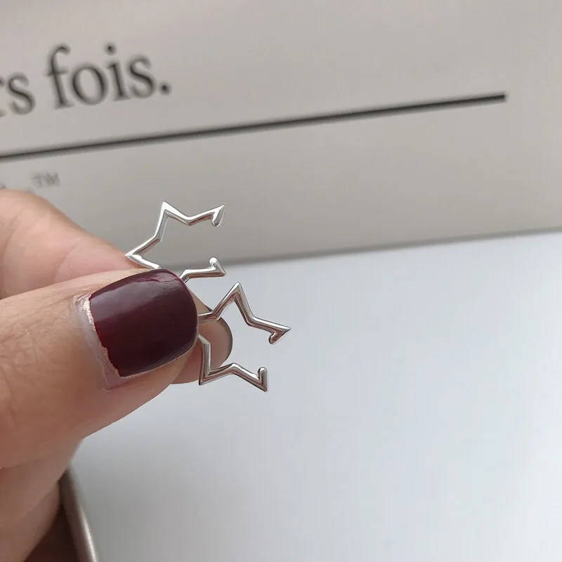 1 pair Серьги из стерлингового серебра 925 пробы, оригинальные полые серьги с пятиконечной звездой, клипсы для ушей, без ушных отверстий, мужские и женские серебряные ювелирные изделия - Окраска металла: 1 pair