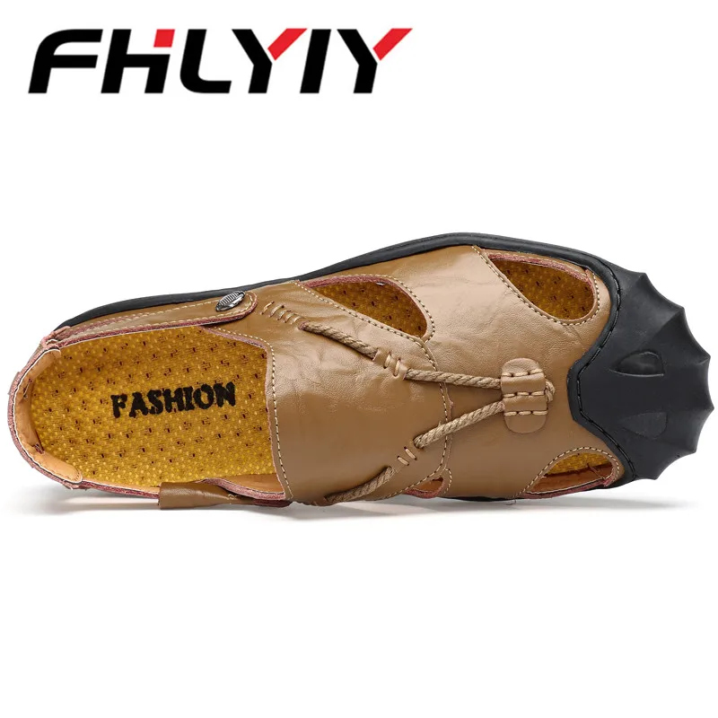 Большой Размеры 46 летние Для мужчин кожаные сандалии Открытый Весна обувь ручной