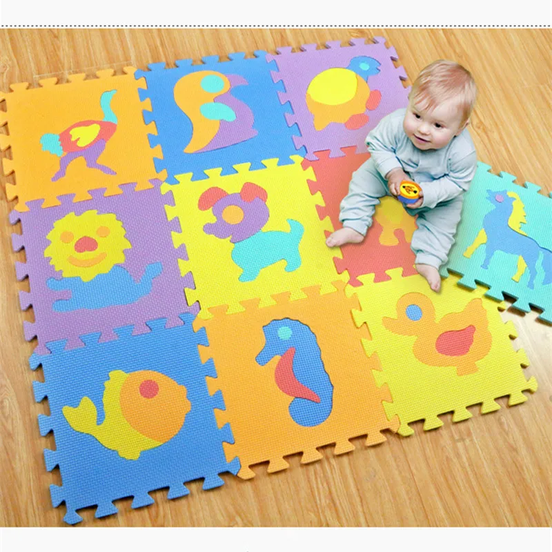 Набор из 10 штук развивающих ковриков для ползания детей, головоломок для младенцев, игровой ковер-пазл и Рождественский подарок для детей.