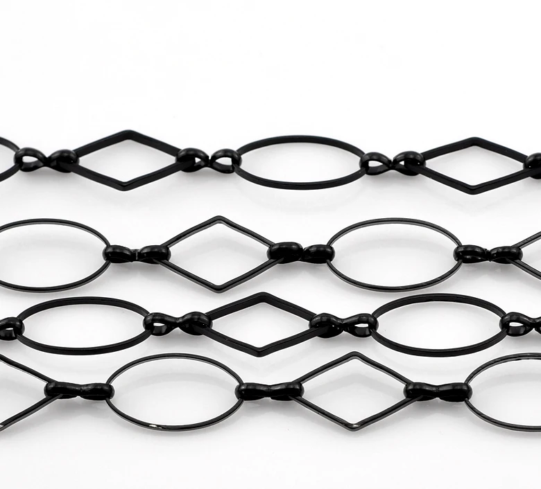 8 сезонов 1 шт. Черная Овальная и ромбовидная звеньевая цепь 16x9 мм 16x8 м (39 3/8 &quot)