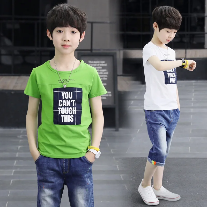 Teenager summer clothes set children boys fashon letter short sleeve o-neck t-shirt+janes shorts 2pcs for outfits 4-12Y | Детская одежда