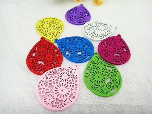 100 шт./лот модное разноцветное бессвинцовое полое деревянное ожерелье Подвеска