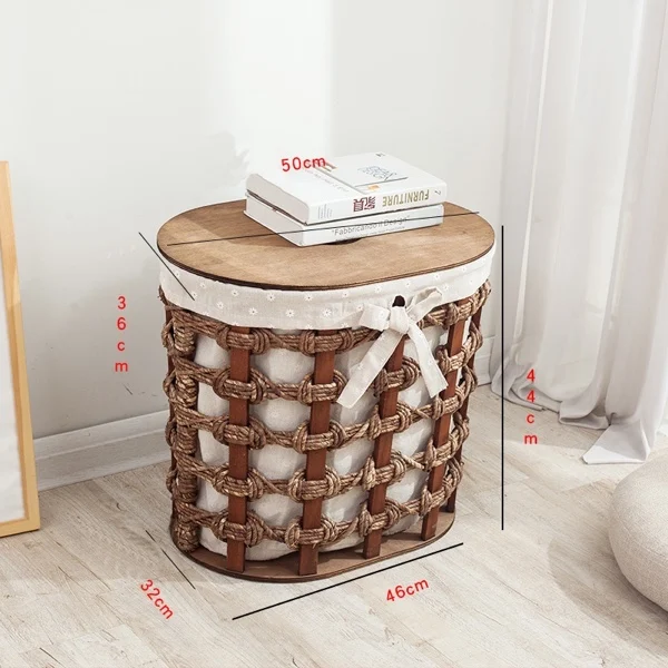 coffee color oval Детские соломенные корзины для хранения грязной одежды с крышкой большой ручной работы из ротанга, корзина для хранения в гостиной - Цвет: coffee color oval