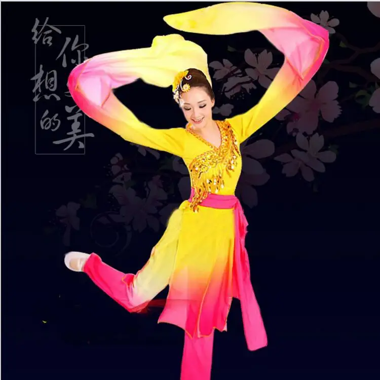 

Chinese Folk Costume long sleeve Female Yangko dance Dancer Wear Stage Performace New Arrival Women Dancing Costume