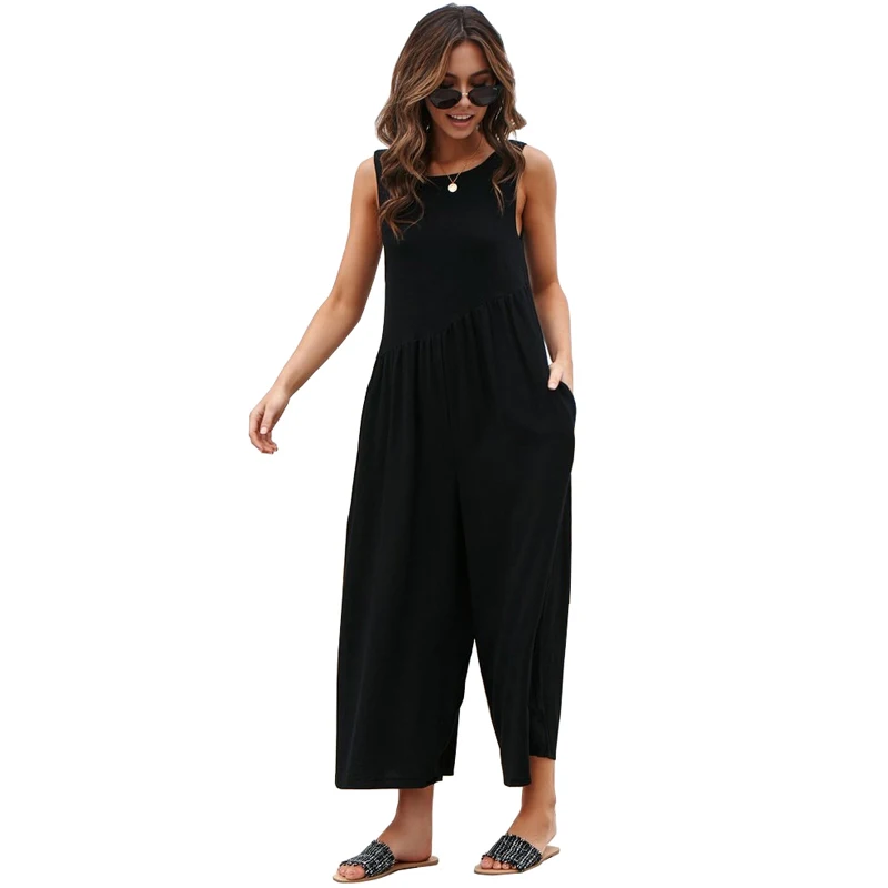 Wide Leg Long Pants Solid Jumpsuits Women 2019 New Summer Backless Loose Jumpsuit Casual Rompers Monos Largos Mujer | Женская одежда