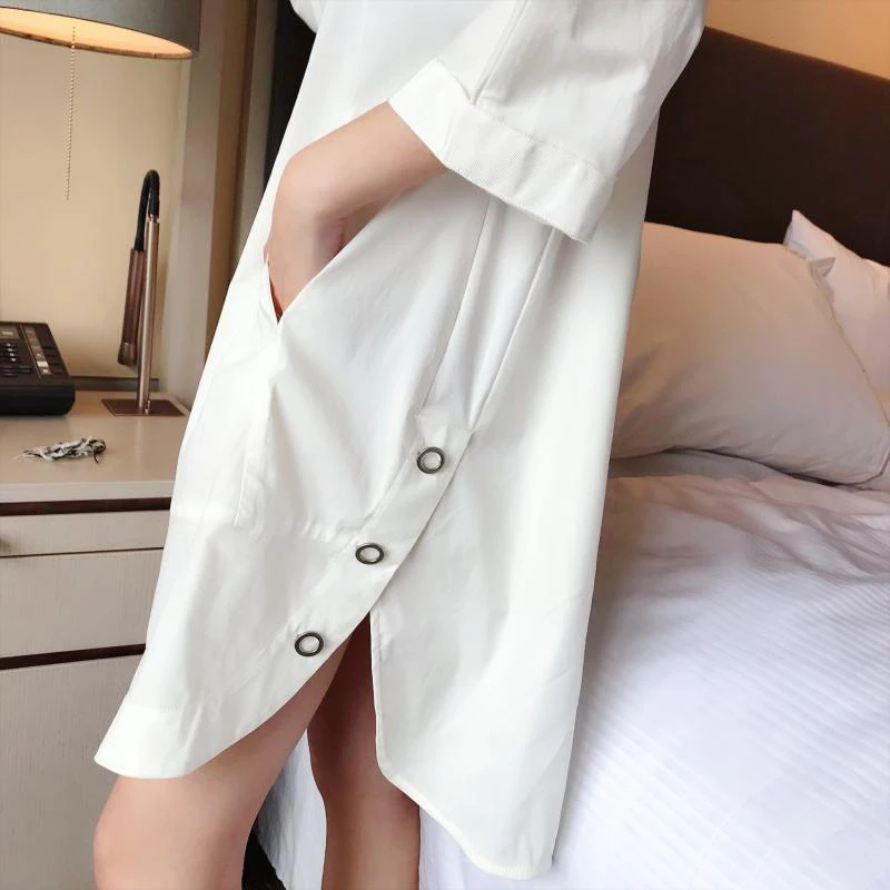 TWOTWINSTYLE рубашка платье женский воротник с лацканами рукавом три четверти