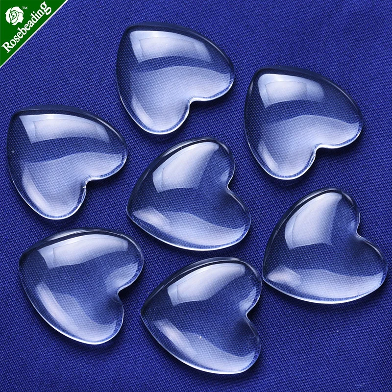 100 шт. 25 мм 1 дюйм прозрачное сердце искусственное стекло плитка плоская задняя