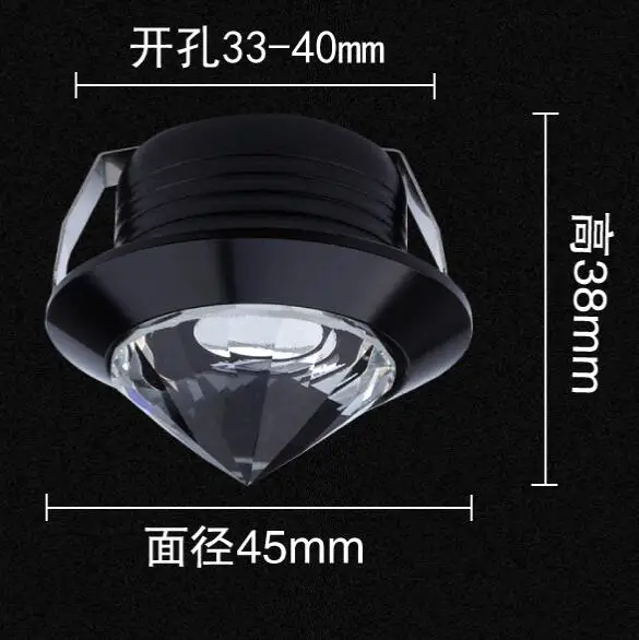 Crystal LED Mini Downlight 110-220V 1W 3W 45MM White Black Golden Silvery Indoor Living Room Bar Decoration Lamp | Лампы и освещение