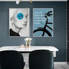 Скандинавская Абстрактная живопись синий стиль Цитата синий глаз Настенная картина плакат роспись на холсте для спальни гостиной домашний декор