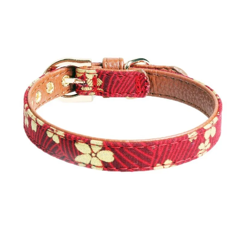 collar no bowknot Собачий ошейник бандана для питомцев, кошек, собачий ошейник, нагрудник, поводок, бант, шейный ремень, красная вишня, бронзовая кожа, мягкий шарф, шейный платок, новинка - Цвет: collar no bowknot