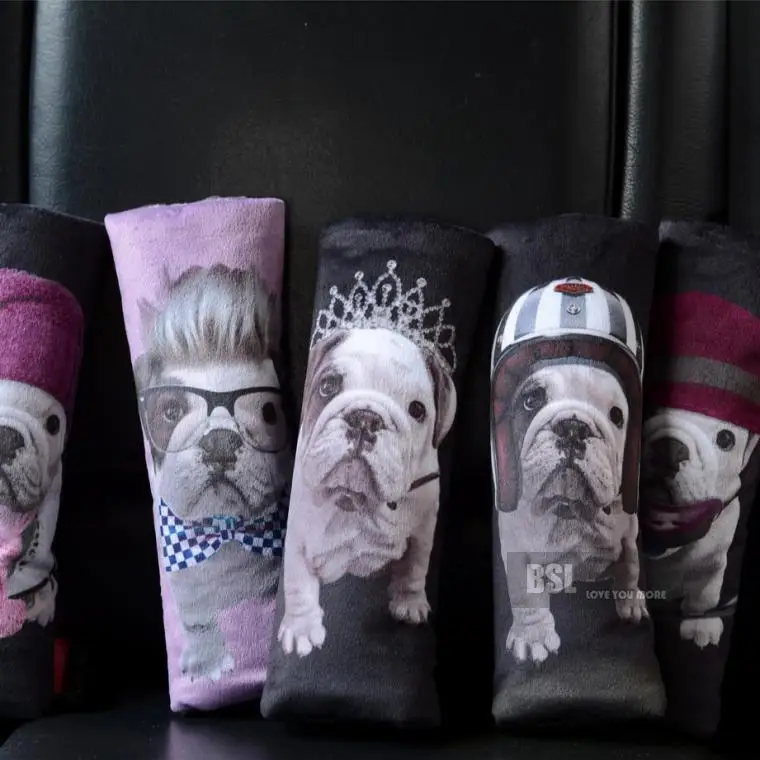 Симпатичные бульдог мультфильм Накладка для ремня безопасности автомобиля