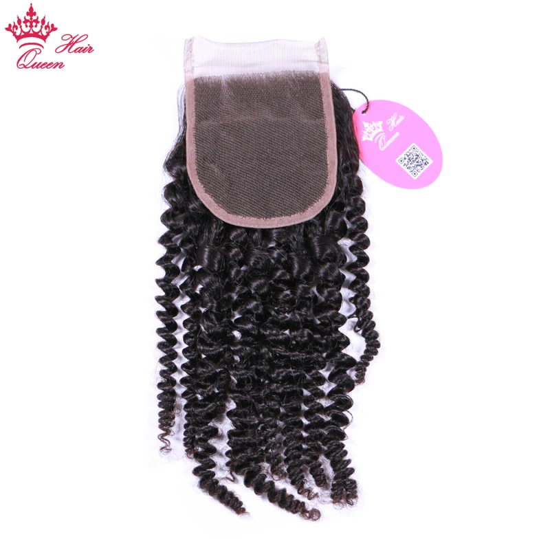 Продукты для волос Queen индийские натуральные волосы 4*4 на шнурке Курчавые