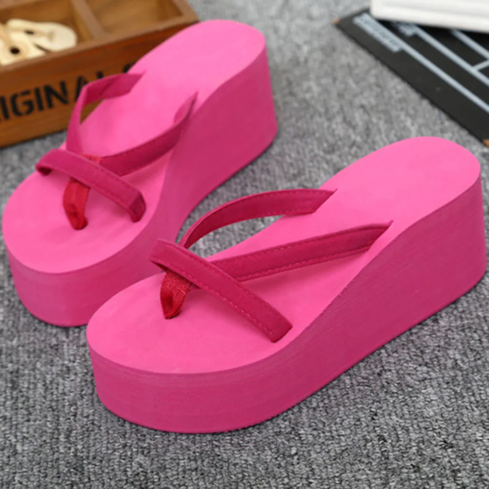 DIJIGIRLS/Босоножки на платформе; женская обувь на высоком каблуке; Zapatillas Chinelo; летние модные тапочки в полоску; Вьетнамки; Цвет Черный; Pantufa