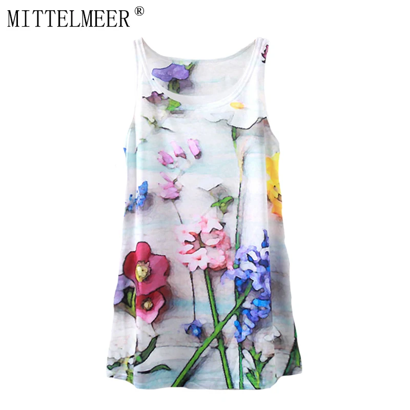 MITTELMEER 2017 новая футболка Женская О-образным вырезом без рукавов футболки цифровая