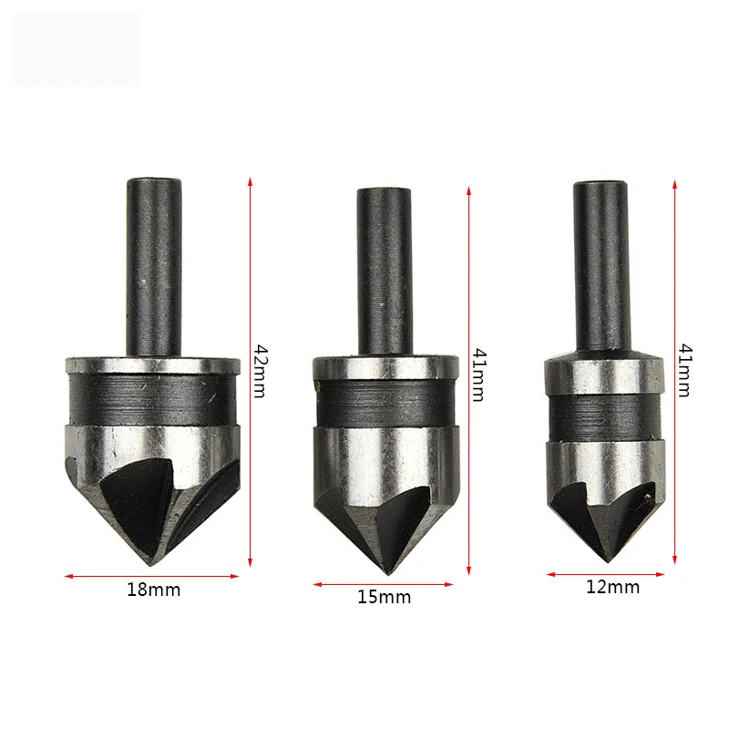 3 шт. HSS зенковочная дрель 90 градусов шестиугольная ручка пять лезвий фаски 12 мм 16