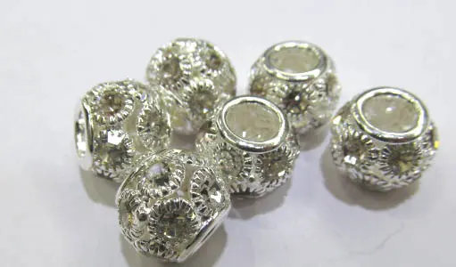 

Партия Высокое качество bling ball, металл & CZ rhinestone spacer баррель Золото Серебро Черный смешанные бусины для украшений 10x12 мм 100 шт