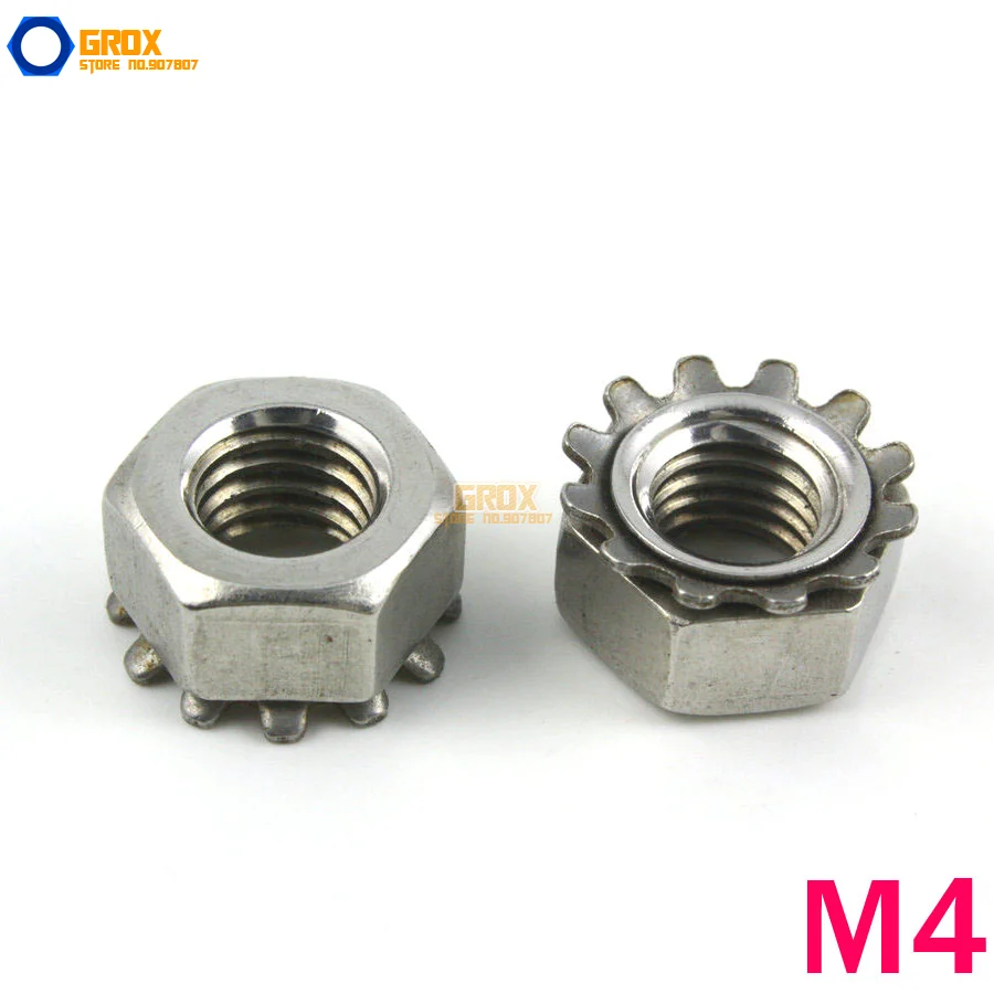 

100 шт., фиксирующие гайки M4 Keps K из нержавеющей стали 304