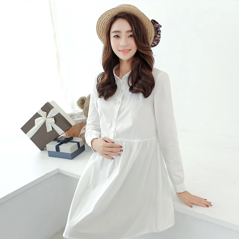 Женская рубашка Длинные платья Материнство кормящих Рубашка Платье для