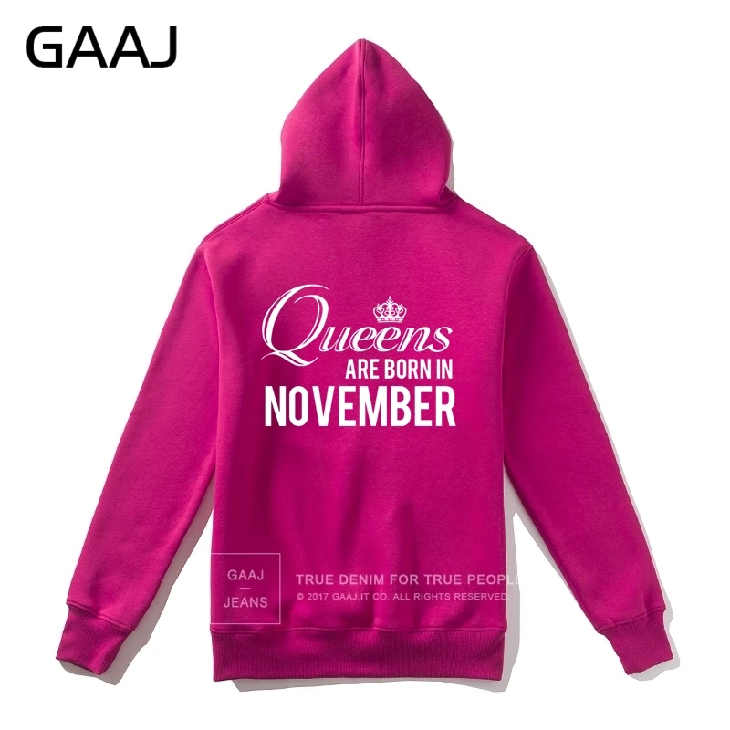 GAAJ "Queens are born in November" мужская толстовка с капюшоном, Женская толстовка на молнии, Мужская Высококачественная флисовая толстовка с принтом в стиле хип-хоп