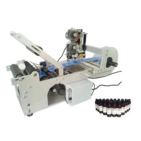

High efficiency semi auto round bottle labeling machine with date printing machine