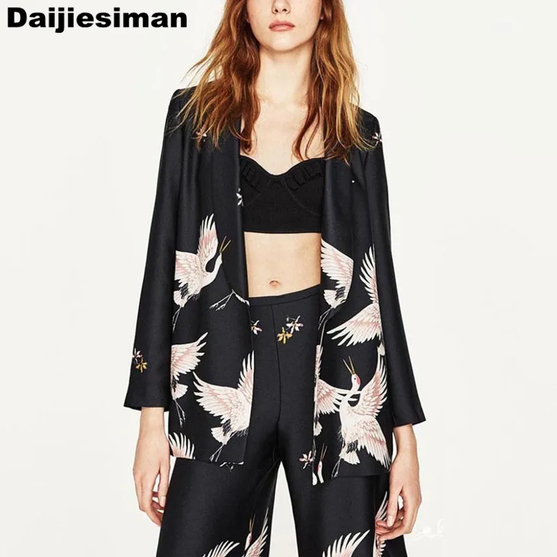 Новинка 2017 блейзеры кимоно с цветочным рисунком кран черный пояс костюм тонкая