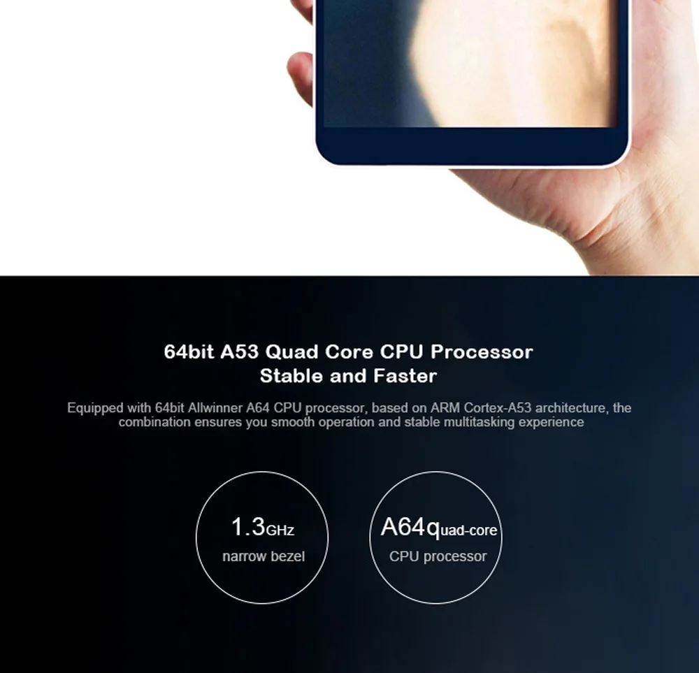 Onda V80 Новые 8 дюймов планшетный ПК Allwinner A64 Quad-Core 2 Гб оперативной памяти, 16 Гб встроенной памяти, 1920*1200 ips Android 7,0 Wi-Fi и Bluetooth
