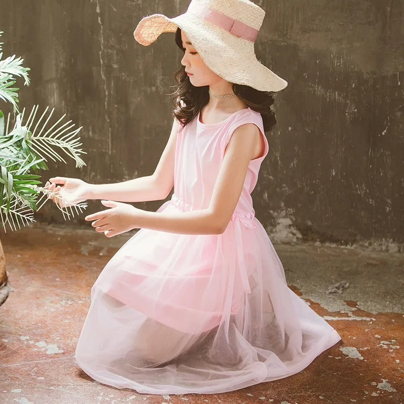 Сетчатое Хлопковое платье в стиле пэтчворк для девочек платья принцессы больших