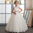 Бальное платье, белоецвета слоновой кости, платье для девочки на свадьбу с поясом из бисера, платье принцессы для первого причастия, нарядное платье на выпускной